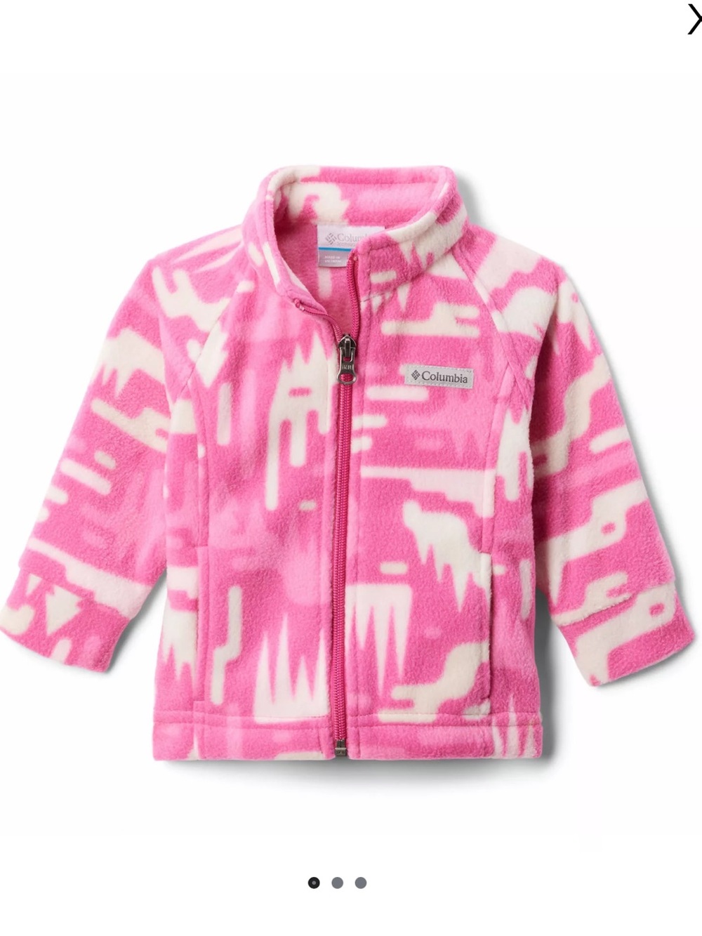 Columbia Girls Benton Pink and White Fleece Jacket Size L 14-16